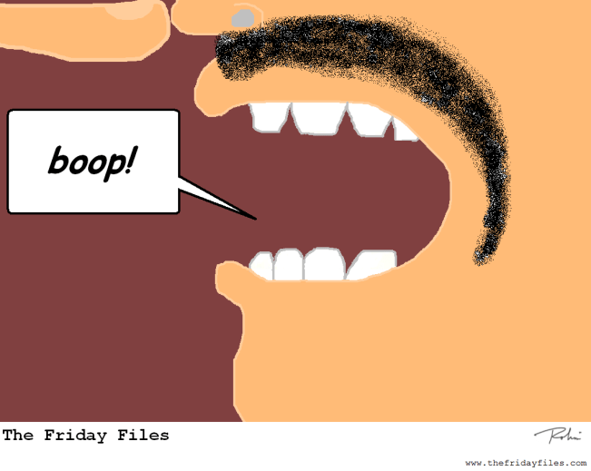 Mustache Man booped himself!